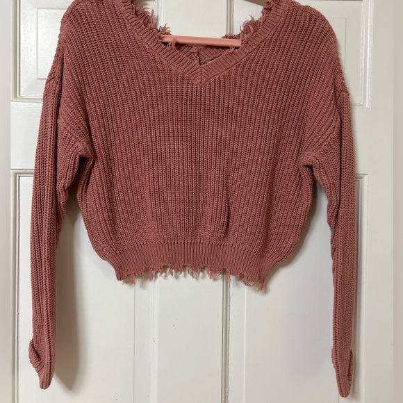 Jessica Simpson fringe pink sweater - Picture 3 of 3